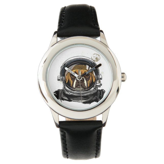 ボクサードッグ宇宙飛行士宇宙探査天文学 腕時計 (正面)