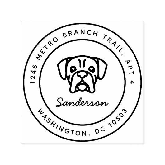 ボクサードッグ差出人住所スタンプ自己インキング セルフインキングスタンプ (デザイン)