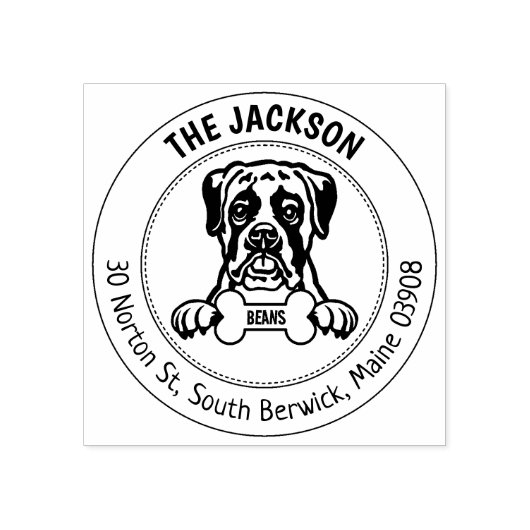 ボクサードッグ差出人住所ファミリー ラバースタンプ (インプリント)