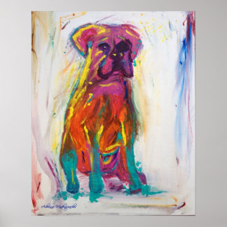 ボクサードッグ抽象芸術ポスター ポスター