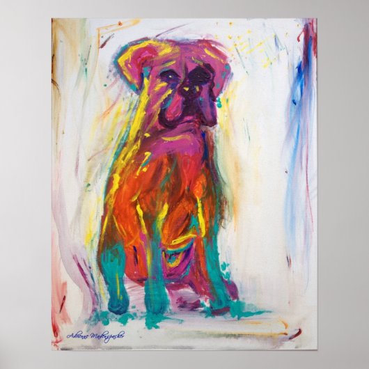ボクサードッグ抽象芸術ポスター ポスター (正面)
