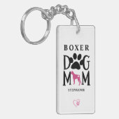 ボクサードッグ母ポープリントハート名前をカスタムする キーホルダー (正面左)