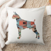 ボクサードッグ水彩幾何学模様シルエット クッション (ブランケット)