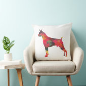 ボクサードッグ水彩幾何学模様シルエット クッション (椅子)