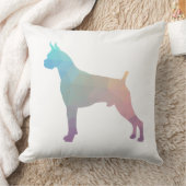 ボクサードッグ水彩幾何学模様シルエット クッション (ブランケット)