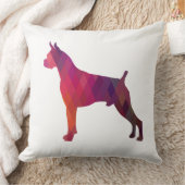 ボクサードッグ水彩幾何学模様シルエット クッション (ブランケット)