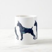 ボクサードッグ水彩幾何学模様シルエット コーヒーマグカップ (中央)