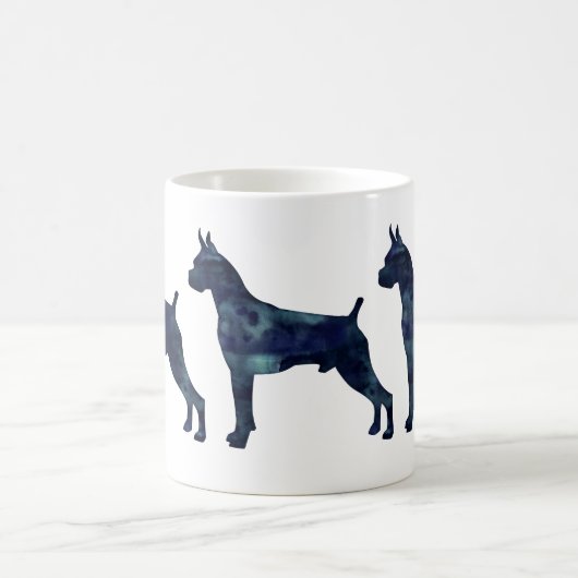 ボクサードッグ水彩幾何学模様シルエット コーヒーマグカップ (中央)