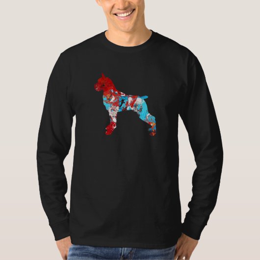 ボクサードッグ絵画抽象芸術カラフル Tシャツ (正面)