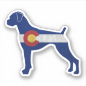 ボクサードッグ自然耳コロラド州旗シルエット シール (正面)