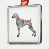 ボクサードッグ自然耳ジオシルエットプレイド メタルオーナメント (左)