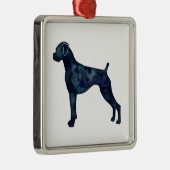 ボクサードッグ自然耳ブラックウォーター色シルエット メタルオーナメント (右)
