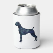 ボクサードッグ自然耳ブラックウォーター色シルエット 缶クーラー (缶正面)