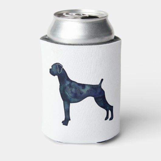 ボクサードッグ自然耳ブラックウォーター色シルエット 缶クーラー (缶裏面)