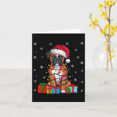 ボクサードッグ醜いクリスマスライトサンタハットボクサードッグChr カード (黄色い花)