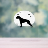 ボクサードッグ – ハロウィンムーンシルエットクラシックT-Sh アクリルサイン (ニュートラル)