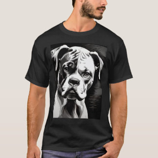 ボクサードッグ(白黒ポップ・アートのアート) Tシャツ