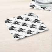 ボクサーハッピー顔 スクエアペーパーコースター (アングル)