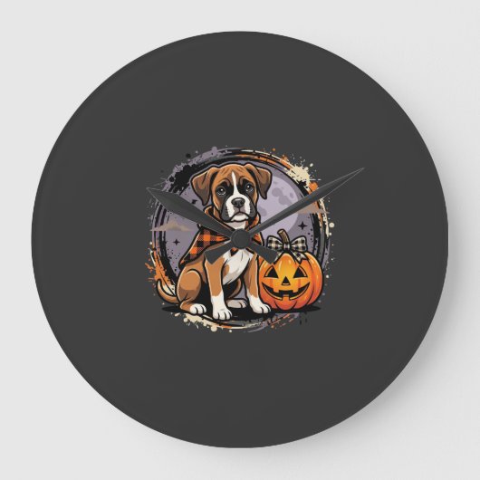 ボクサーハロウィンパンプキンサブリメーション ラージ壁時計 (正面)