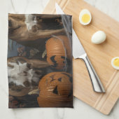 ボクサーハロウィーンの夜の犬の喜び キッチンタオル (四つ折り)