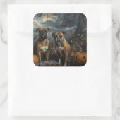 ボクサーハロウィーンの夜の犬の喜び スクエアシール (バッグ)