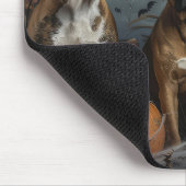 ボクサーハロウィーンの夜の犬の喜び マウスパッド (コーナー)