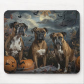 ボクサーハロウィーンの夜の犬の喜び マウスパッド (正面)