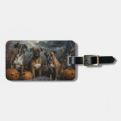 ボクサーハロウィーンの夜の犬の喜び ラゲッジタグ (正面横)