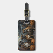 ボクサーハロウィーンの夜の犬の喜び ラゲッジタグ (正面縦)