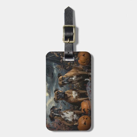 ボクサーハロウィーンの夜の犬の喜び ラゲッジタグ