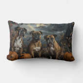 ボクサーハロウィーンの夜の犬の喜び ランバークッション (正面)