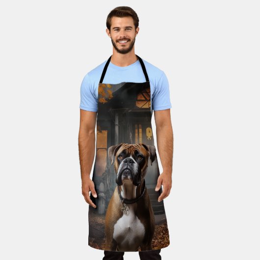 ボクサーハロウィーン怖い エプロン (着用した状態)