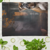 ボクサーハロウィーン怖い キッチンタオル (折り畳み)