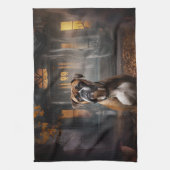 ボクサーハロウィーン怖い キッチンタオル (縦)