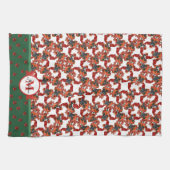 ボクサーパターンモノグラム クリスマス犬 キッチンタオル (横)