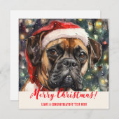 ボクサーパーソナライズされたドッグズホリデー シーズンカード (正面/裏面)