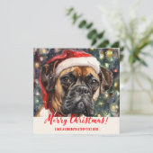 ボクサーパーソナライズされたドッグズホリデー シーズンカード (スタンド正面)