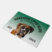 ボクサーパーソナライズされたドッグ愛人の姿 ドアマット (アングル)