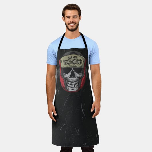 ボクサーパーソナライズされたファイトクラブスケルトンボクシングジム エプロン (着用した状態)