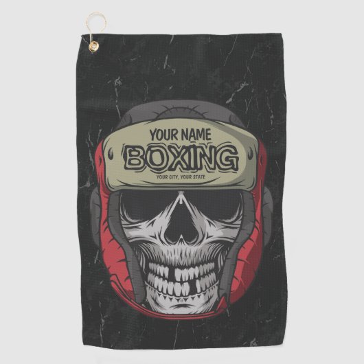 ボクサーパーソナライズされたファイトクラブスケルトンボクシングジム ゴルフタオル (正面)