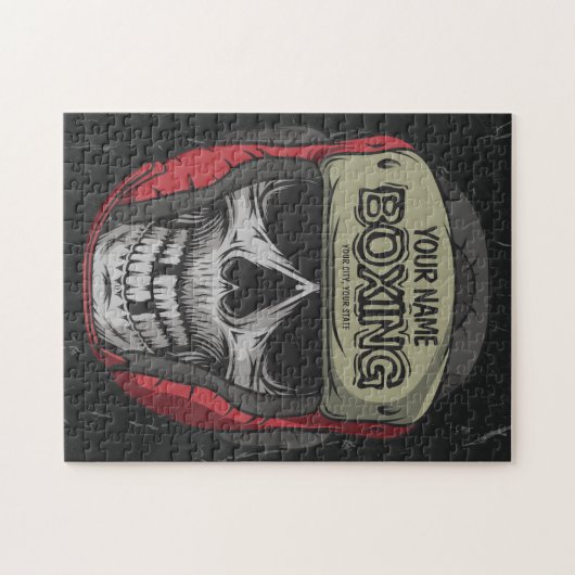 ボクサーパーソナライズされたファイトクラブスケルトンボクシングジム ジグソーパズル (横)