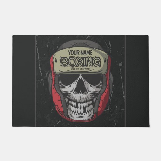 ボクサーパーソナライズされたファイトクラブスケルトンボクシングジム ドアマット (正面)
