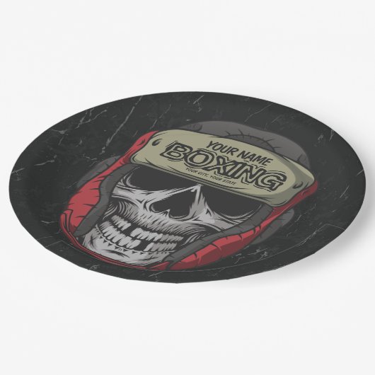 ボクサーパーソナライズされたファイトクラブスケルトンボクシングジム ペーパープレート (アングル)