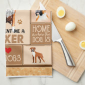 ボクサーパーソナライズされた犬用毛布 キッチンタオル (四つ折り)