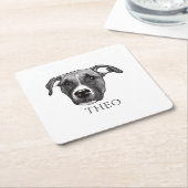 ボクサーパーソナライズされた犬 スクエアペーパーコースター (アングル)