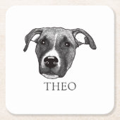 ボクサーパーソナライズされた犬 スクエアペーパーコースター (正面)