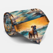 ボクサービーチ絵画サーフィン ネクタイ (ロール)