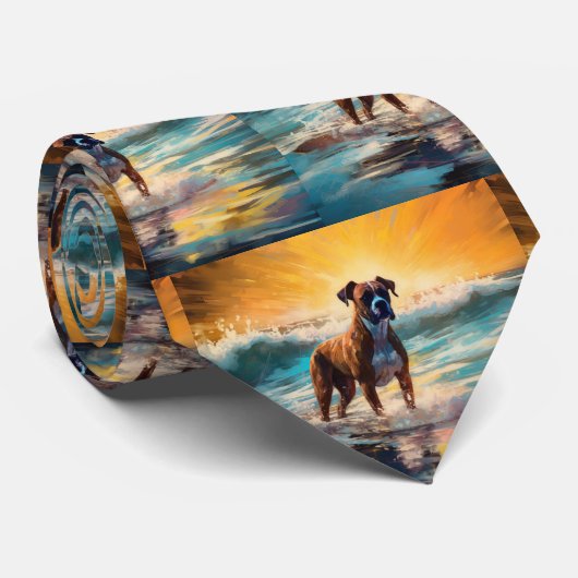 ボクサービーチ絵画サーフィン ネクタイ (ロール)