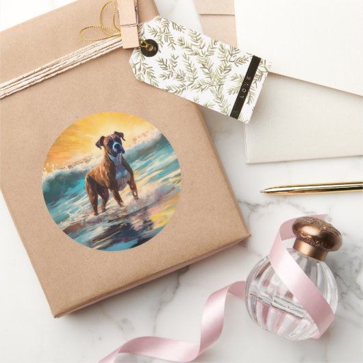 ボクサービーチ絵画サーフィン ラウンドシール (ギフト)