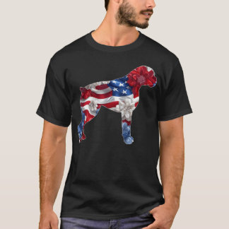 ボクサーフラワーレッドホワイトブルーアメリカ国旗4th+オブ tシャツ